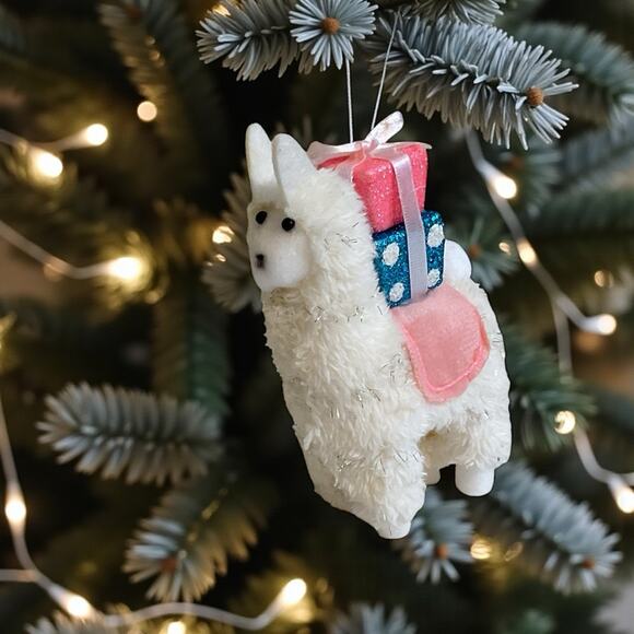 Llama/Alpaca Christmas Ornament Glitter Presents-Cute Holiday Decor Gift - Picture 2 of 6
